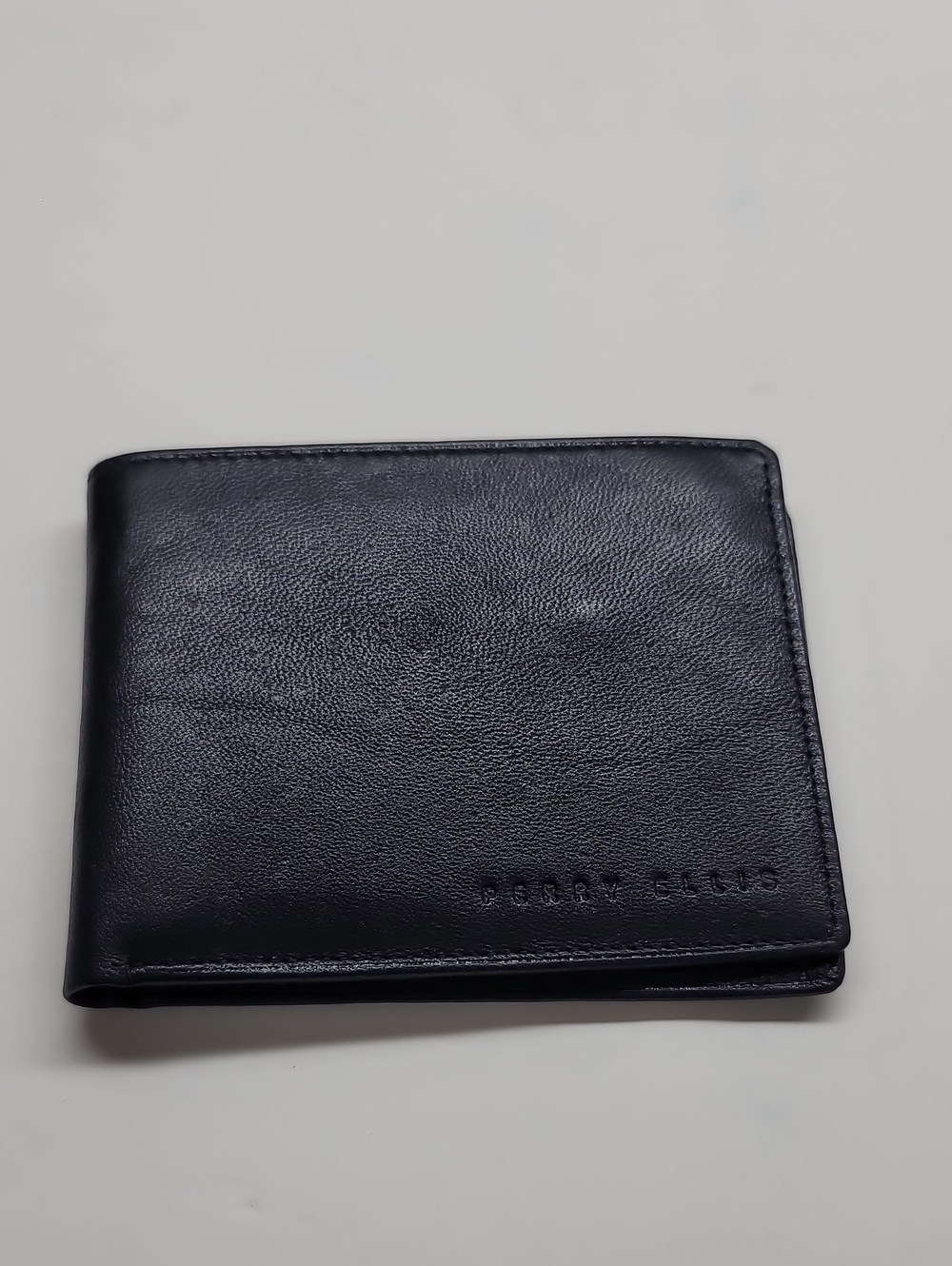 Perry Ellis Black Leather Slim Bi-Fold Wallet